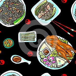 Seamless pattern chinese food