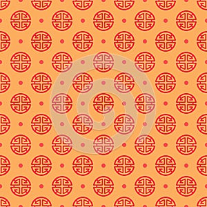 Seamless pattern with a Chinese prosperity symbol