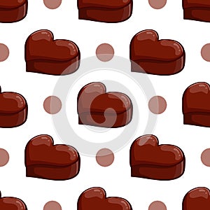 Seamless pattern with chocolate heart