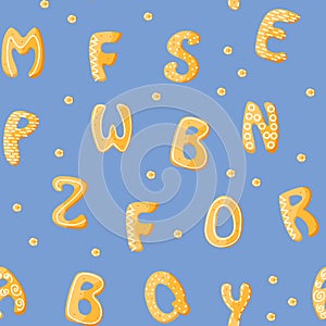 Seamless pattern with Christmas alphabet cookies