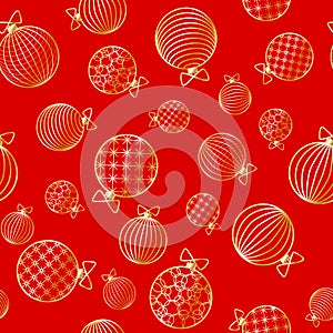 Seamless pattern with Christmas ball Winter festive background on New Year and Christmas ornament for greeting cards