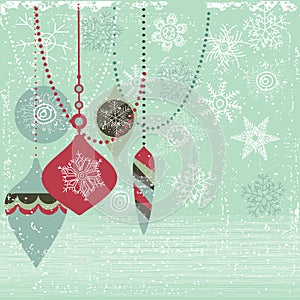 Seamless pattern with Christmas baubles. Vector illustration with Christmas ornaments in retro colors.