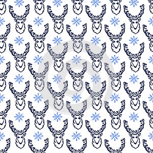 Seamless pattern with Christmas deer