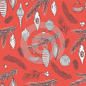 Seamless pattern with Christmas elements. Vector illustration.