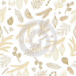 Seamless pattern with Christmas elements. Vector illustration.