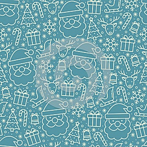 Seamless pattern Christmas happy celebrations background, Simple outline flat design for decorative or gift wrapping paper