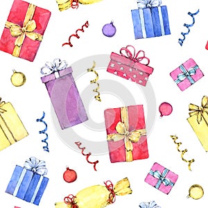 Seamless pattern with Christmas presents.