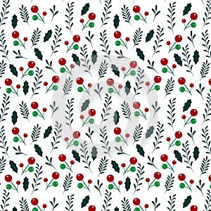 Seamless pattern christmas season decorative botanical