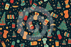 seamless pattern of Christmas stockings background