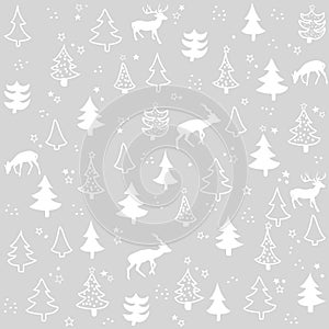 Seamless pattern with Christmas tree. Winter forest.