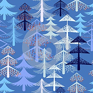 Seamless pattern with Christmas trees