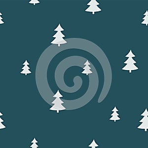 Seamless pattern with christmas trees. Flat new years trees on gark night background photo