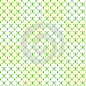 Seamless pattern of Christmas trees, isolate on white and yellow