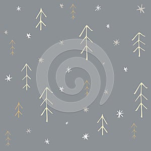 Seamless pattern with christmas trees in scandinavian style