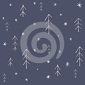 Seamless pattern with christmas trees in scandinavian style