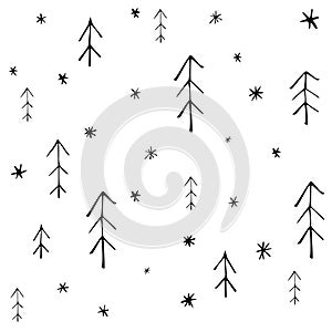 Seamless pattern with christmas trees in scandinavian style