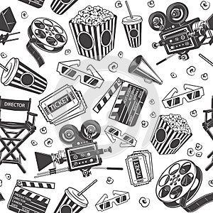 Seamless pattern with cinema elements photo