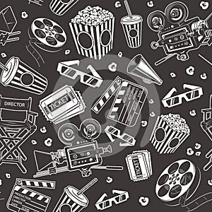 Seamless pattern with cinema elements photo