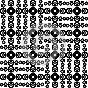 Seamless pattern with circles. Black and white background.