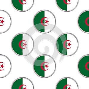 Seamless pattern from the circles with flag of Algeria.
