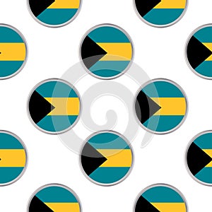 Seamless pattern from the circles with flag of the Bahamas.