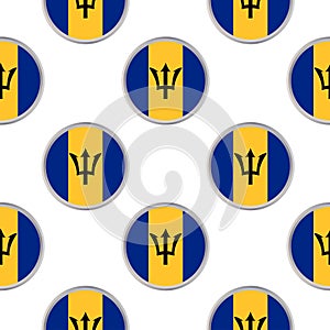Seamless pattern from the circles with flag of Barbados.