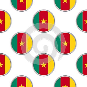 Seamless pattern from the circles with flag of Cameroon.