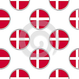 Seamless pattern from the circles with flag of Denmark