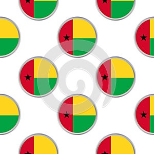 Seamless pattern from the circles with flag of Guinea-Bissau.