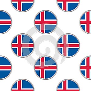 Seamless pattern from the circles with flag of Iceland.