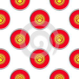 Seamless pattern from the circles with flag of Kyrgyzstan.