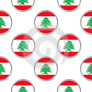 Seamless pattern from the circles with flag of Lebanon.