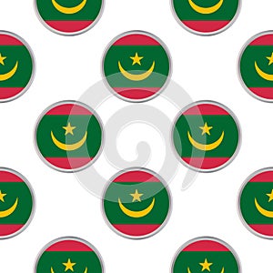 Seamless pattern from the circles with flag of Mauritania.