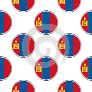 Seamless pattern from the circles with flag of Mongolia.