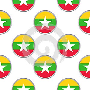 Seamless pattern from the circles with flag of Myanmar.