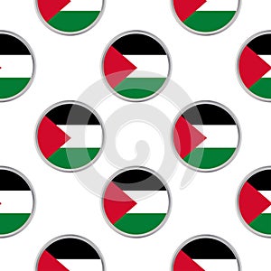 Seamless pattern from the circles with flag of Palestine.