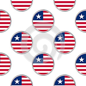 Seamless pattern from the circles with flag of Republic of Liberia.