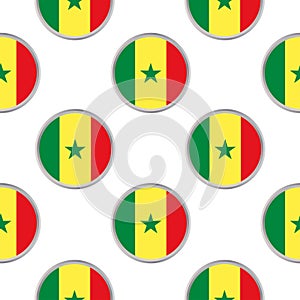 Seamless pattern from the circles with flag of Senegal.