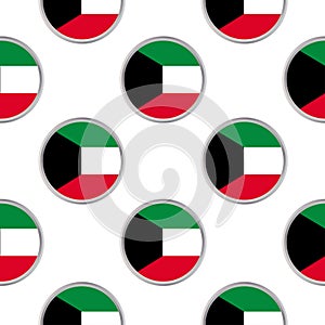 Seamless pattern from the circles with flag of State of Kuwait.