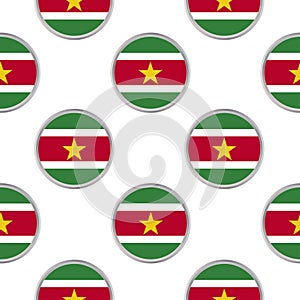 Seamless pattern from the circles with flag of Suriname.