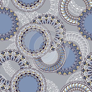 Seamless pattern with circular floral ornament