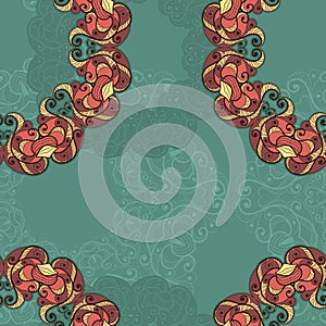 Seamless pattern with circular ornaments like a snowflakes