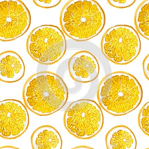 Seamless pattern with citrus orange fruit circles made in vector