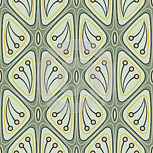 Stilized green geometrical ornament from repeating triangles. photo