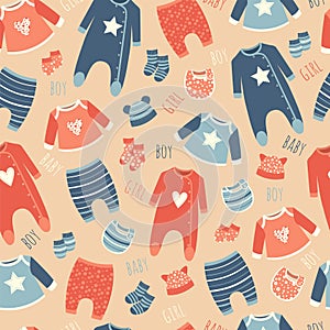 Seamless pattern with clothes for babies.