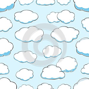 Seamless pattern of clouds on blue sky