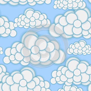 Seamless pattern with clouds. Convex round shapes. Spring sky. Cloudiness.