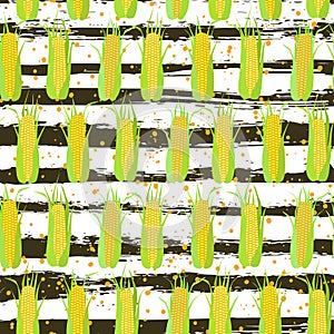 Seamless pattern of cobs of corn