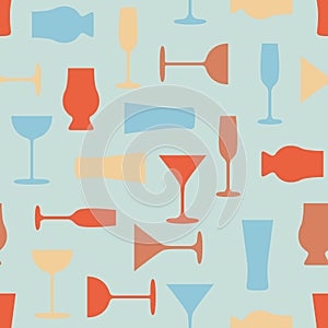 Seamless pattern of cocktail alcoholic drinks glass in flat style. ready to use for cloth, textile, wrap and other