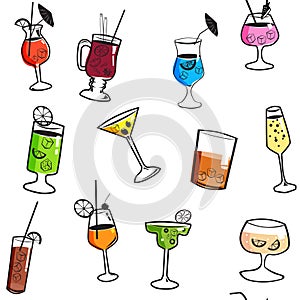 Seamless pattern Cocktail beverages background
